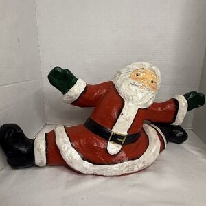 Vintage MCM Large Paper Mache Hand Painted Silly Santa Splits Christmas Whimsy